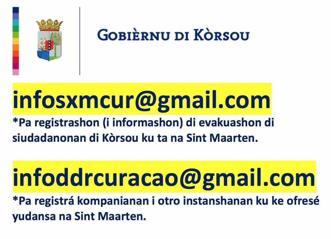 Gobièrnu di Kòrsou ta manda tim Sint Maarten pa fasilitá evakuashon