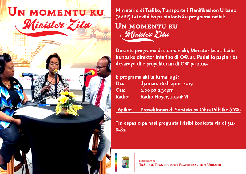 thumbnail Radio Programa Un momentu ku Minister Zita 16aprel2019