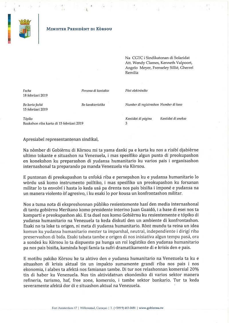 20190218 Reakshon na CGTC e.a. hub humanitario 1 1 2