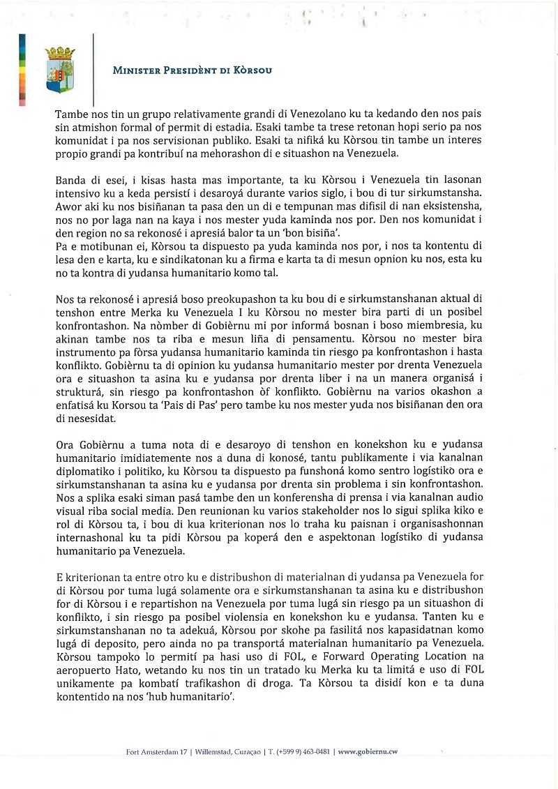 20190218 Reakshon na CGTC e.a. hub humanitario 1 2 2