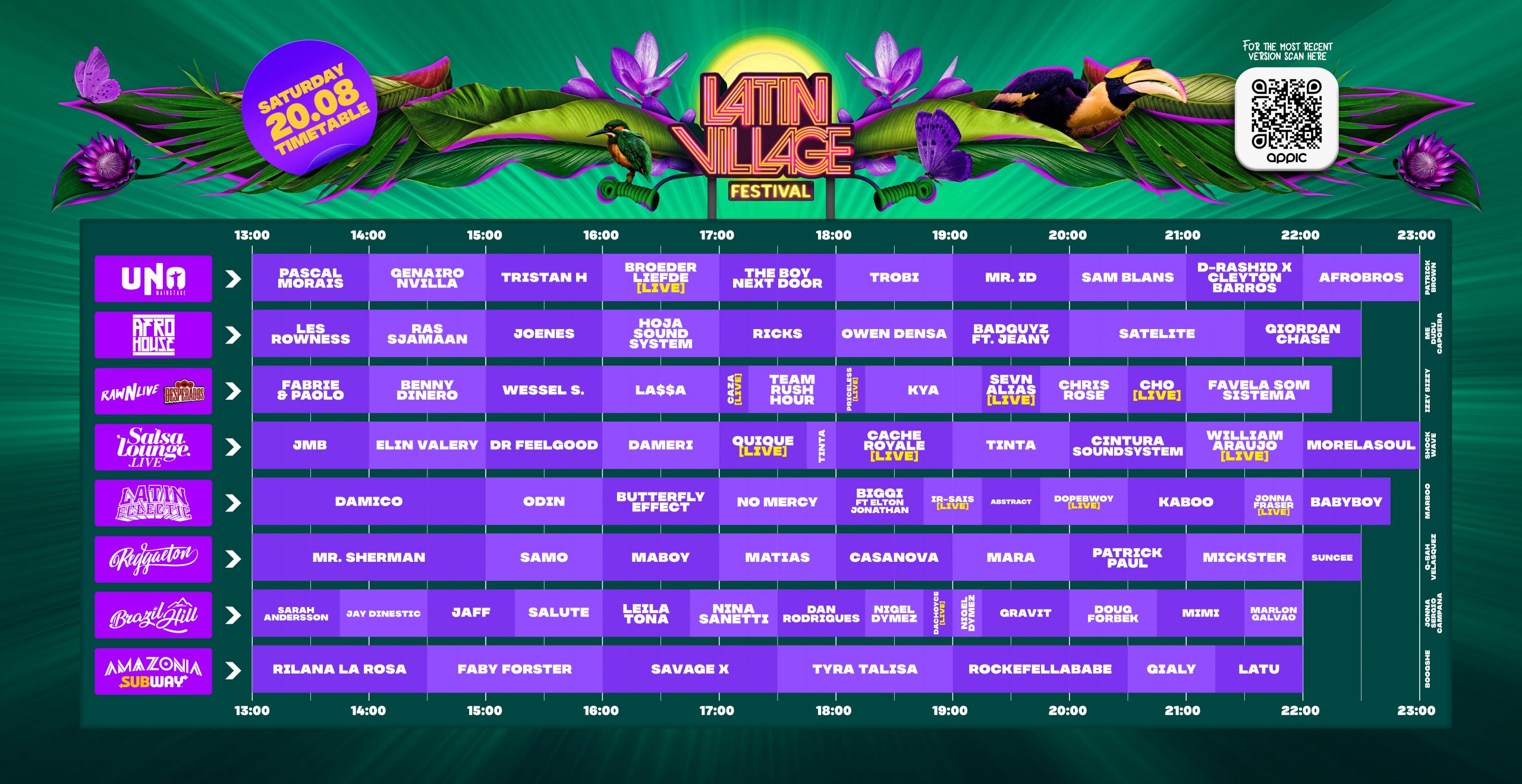 Timetable Saturday