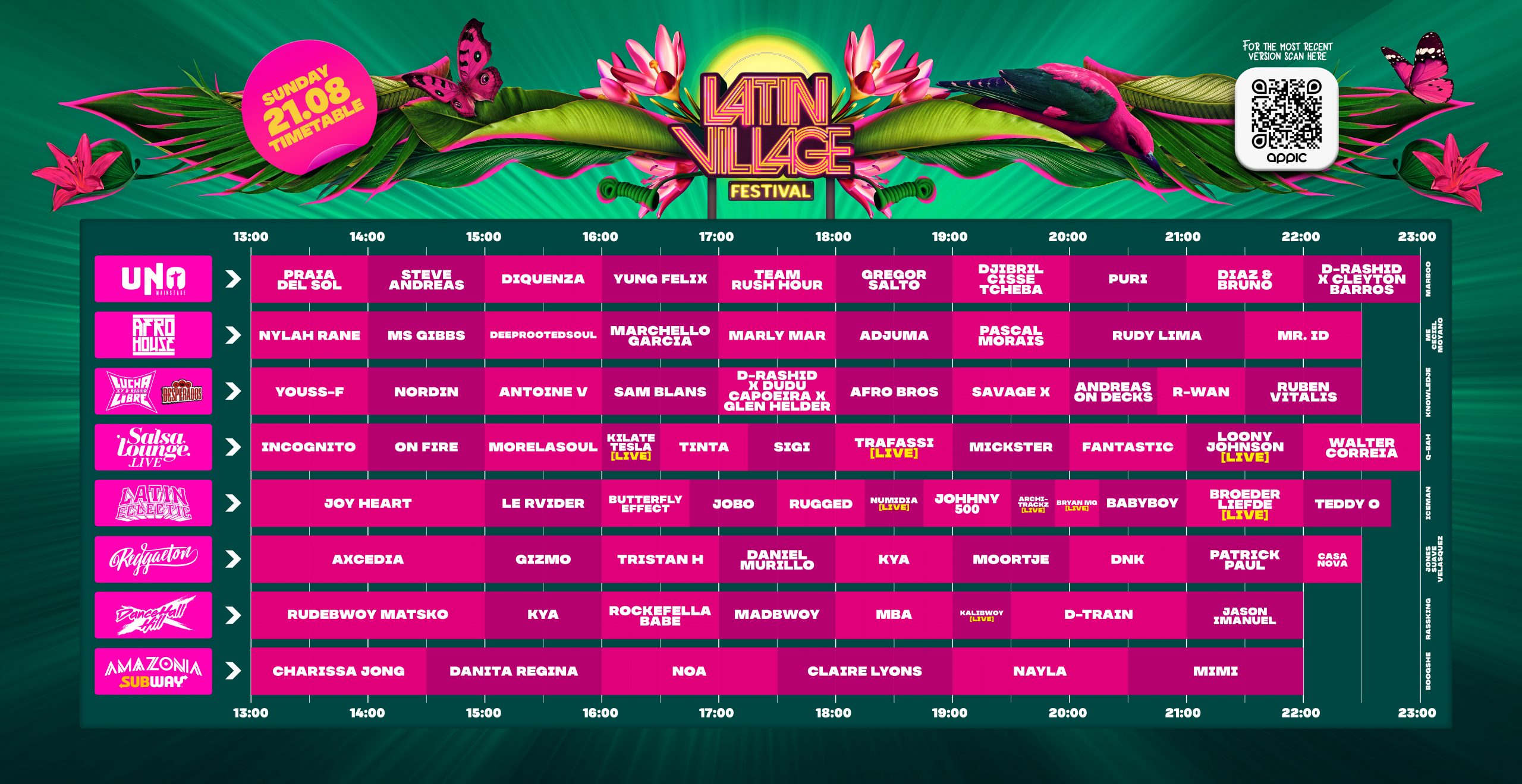 Timetable Sunday