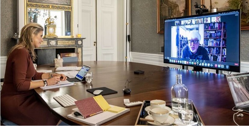 ©Rotapool/ Koningin Máxima neemt deel aan het webinar ‘Samen sterk voor een schuldenzorgvrij ondernemend Nederland’.